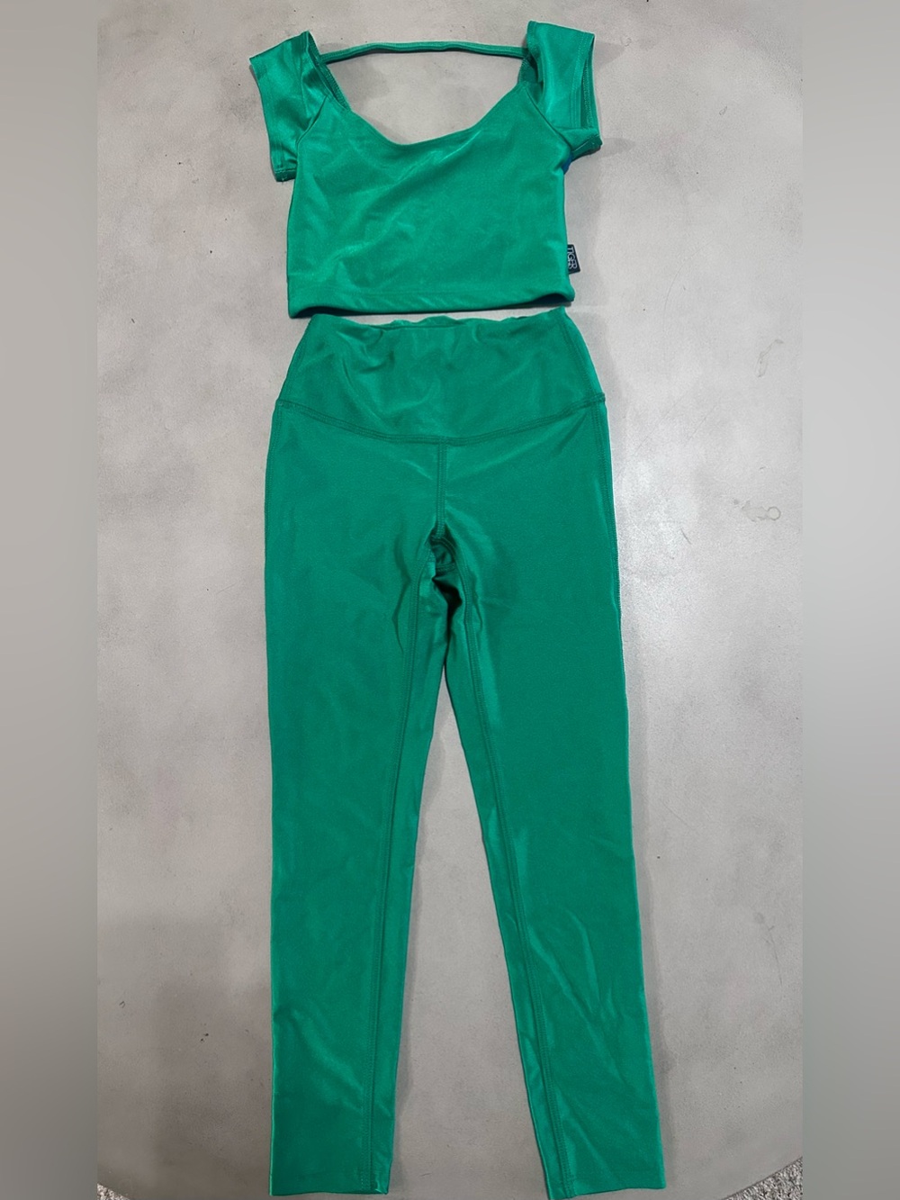 Tiger Friday Green Kids Active Crop Top and Leggings Set